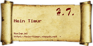 Hein Timur névjegykártya